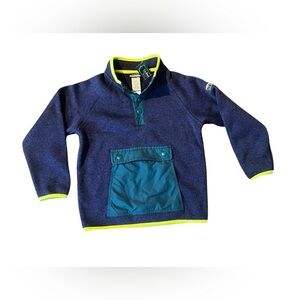 L.L. Bean Navy Fleece Pullover with Neon Trim
